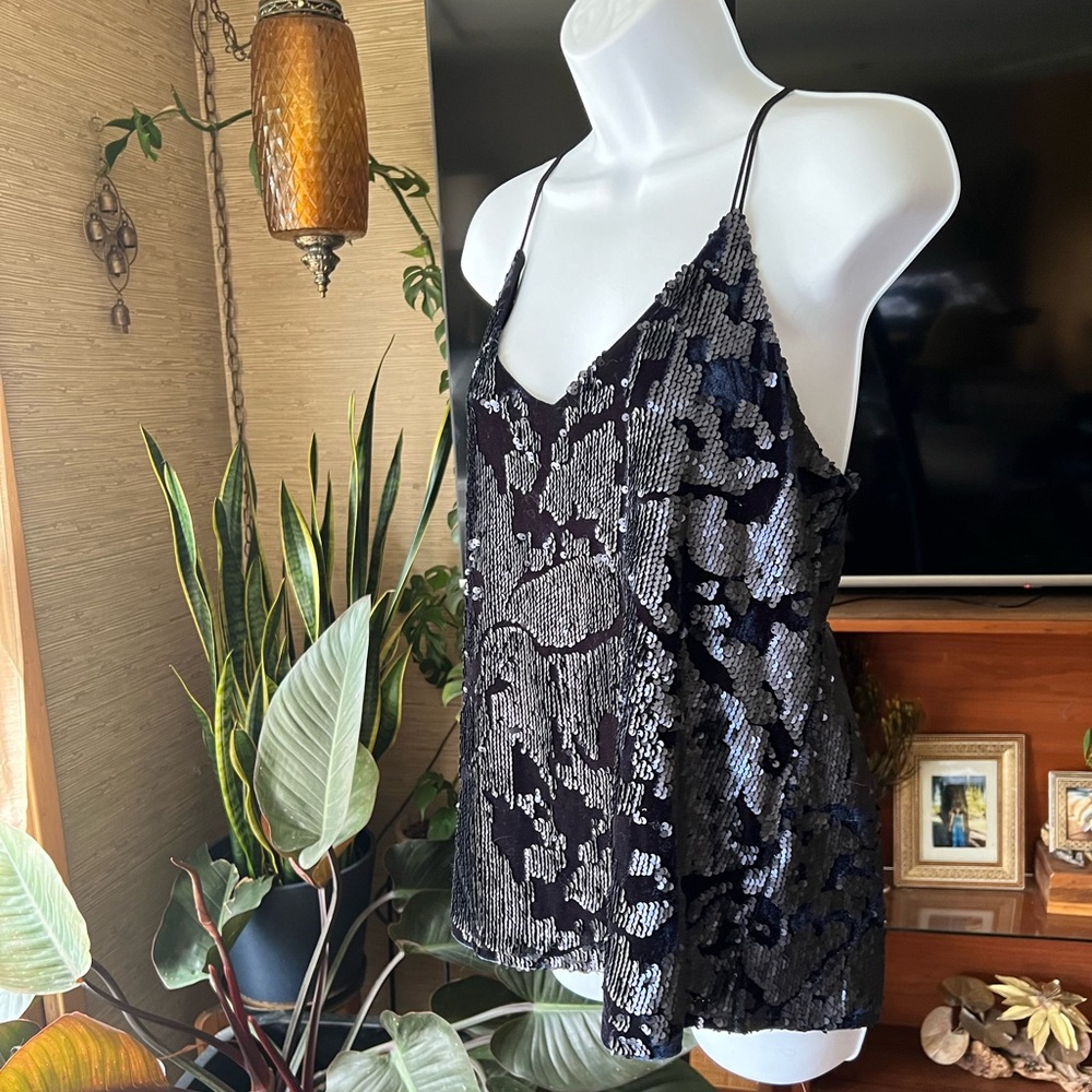 NWOT Ro De Velvet Sequin Cami Blouse